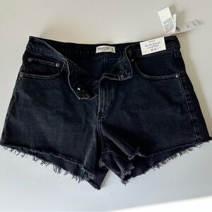 Abercrombie Womens Black Denim Shorts 90’s relaxed